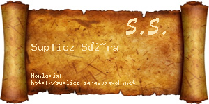 Suplicz Sára névjegykártya